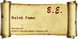 Balek Emma névjegykártya